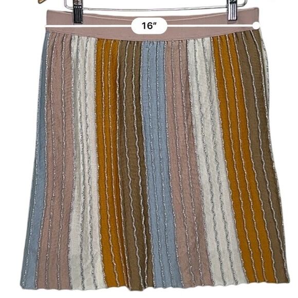 Eva Franco Pleated Knit Metallic Pastel Stripe Mini Skirt Size Large - Picture 10 of 12